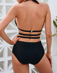 SHOPIQAT Side Lace Straps Cut Out Swimsuit