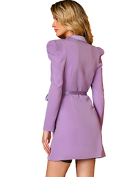 SHOPIQAT Solid Color V Neck Tie Suit Dress - Premium  from shopiqat - Just $14.250! Shop now at shopiqat