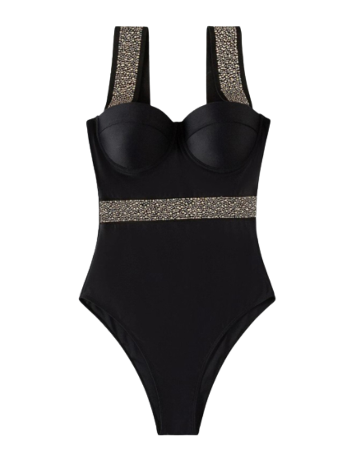 SHOPIQAT Rivet Decor Push-Up One-Piece Swimwear
