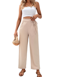 SHOPIQAT Cropped Tie Waist Pants - Premium  from shopiqat - Just $6.350! Shop now at shopiqat