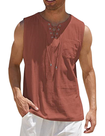 SHOPIQAT Lace Tie Jersey Tank