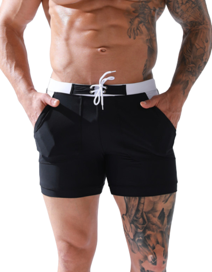 SHOPIQAT Lined Tethered Swim Shorts