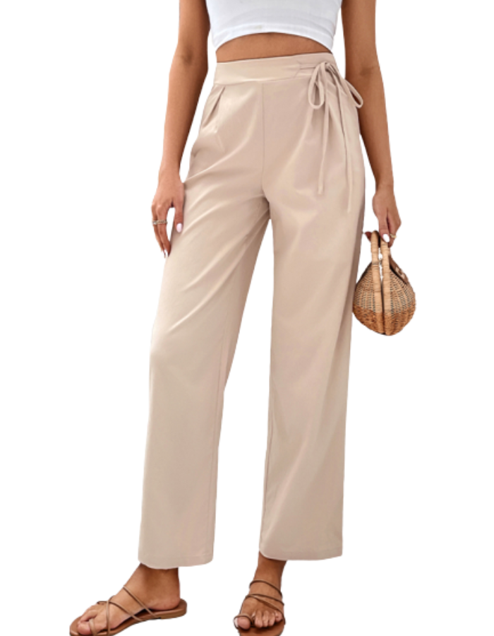 SHOPIQAT Cropped Tie Waist Pants - Premium  from shopiqat - Just $6.350! Shop now at shopiqat