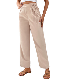 SHOPIQAT Cropped Tie Waist Pants - Premium  from shopiqat - Just $6.350! Shop now at shopiqat