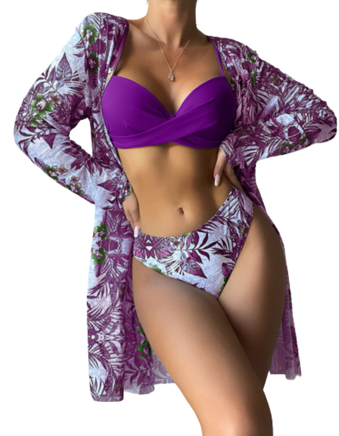 SHOPIQAT High Waist 3-Pieces Bikini Set