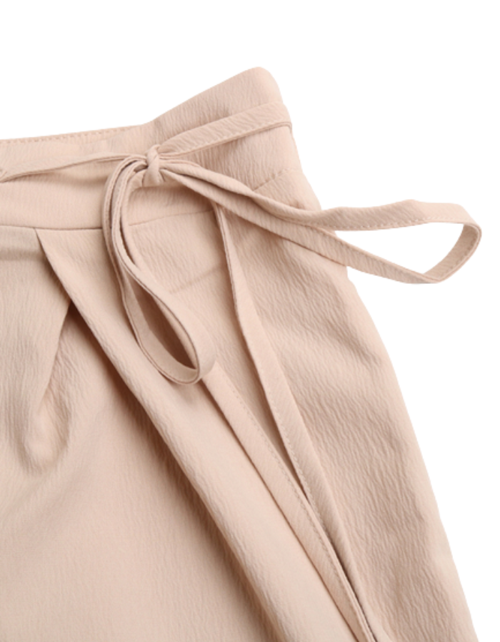 SHOPIQAT Cropped Tie Waist Pants - Premium  from shopiqat - Just $6.350! Shop now at shopiqat
