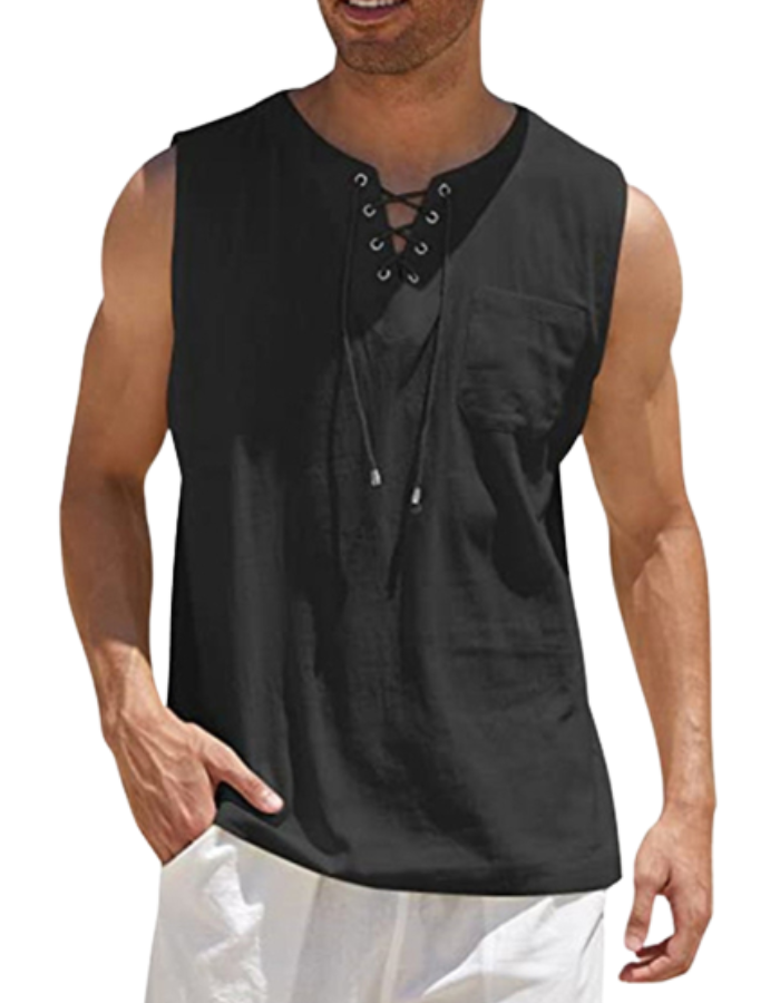 SHOPIQAT Lace Tie Jersey Tank