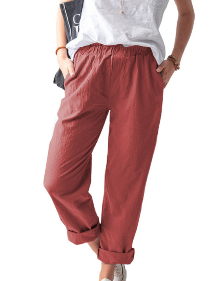 SHOPIQAT High Waist Straight Trousers - Premium  from shopiqat - Just $6.00! Shop now at shopiqat