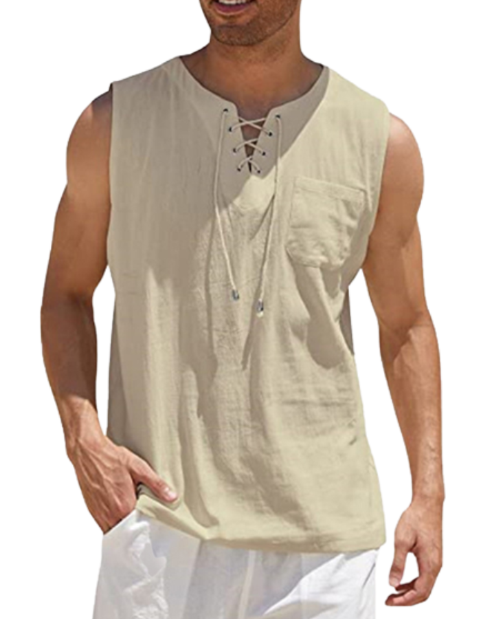 SHOPIQAT Lace Tie Jersey Tank