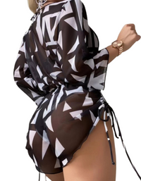 SHOPIQAT Bikini Deep V-neck Three Pieces Set