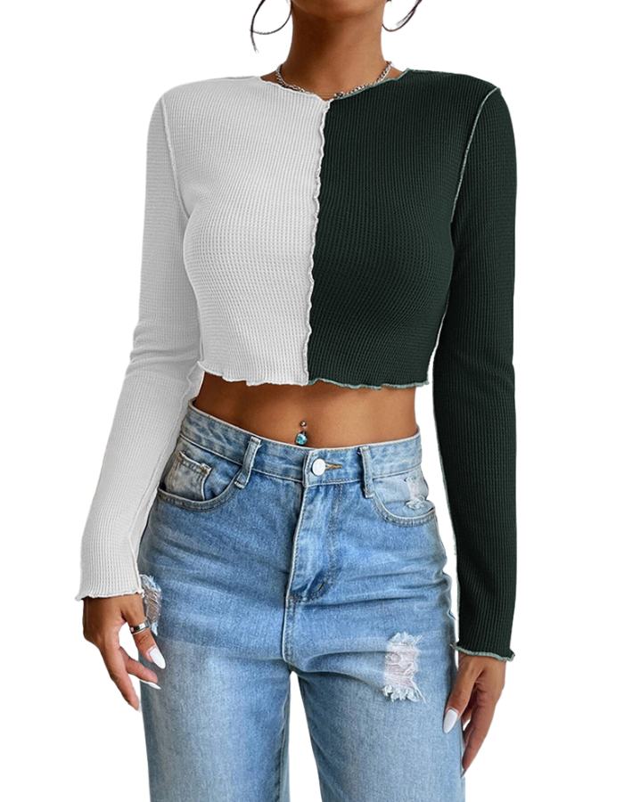 SHOPIQAT Casual Colorblock Long Sleeve T-Shirt - Premium  from shopiqat - Just $5.300! Shop now at shopiqat