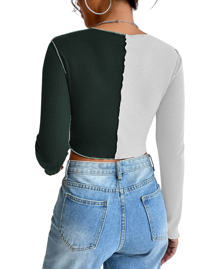 SHOPIQAT Casual Colorblock Long Sleeve T-Shirt - Premium  from shopiqat - Just $5.300! Shop now at shopiqat