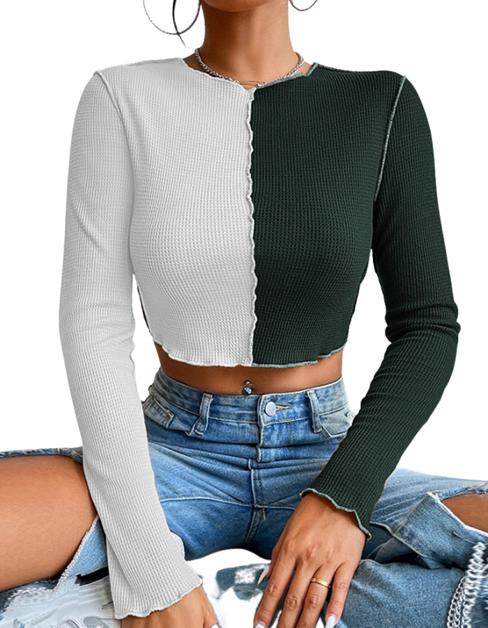SHOPIQAT Casual Colorblock Long Sleeve T-Shirt - Premium  from shopiqat - Just $5.300! Shop now at shopiqat