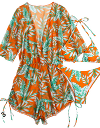 SHOPIQAT Bikini Deep V-neck Three Pieces Set