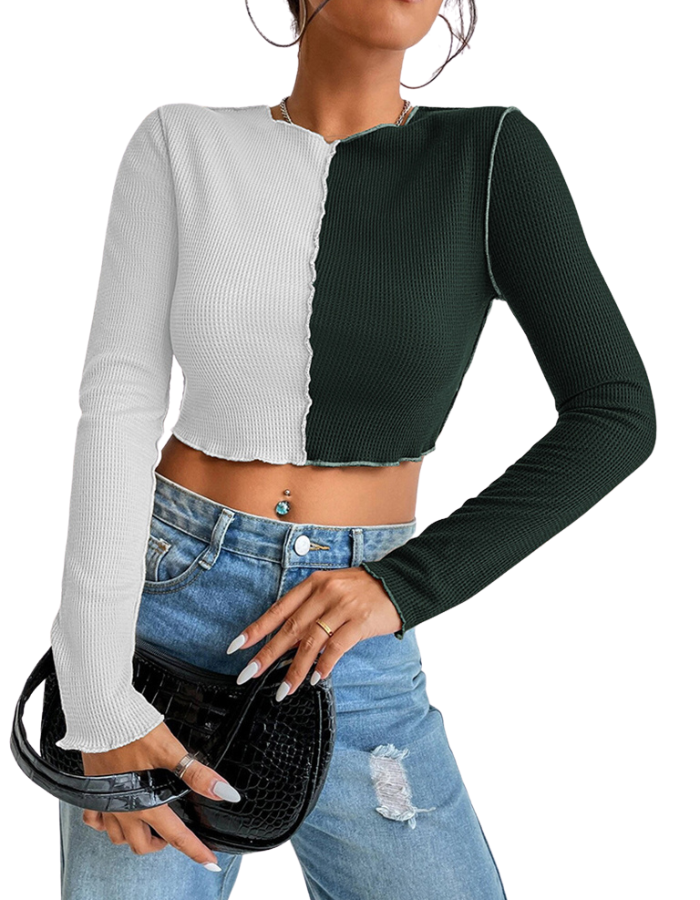 SHOPIQAT Casual Colorblock Long Sleeve T-Shirt - Premium  from shopiqat - Just $5.300! Shop now at shopiqat