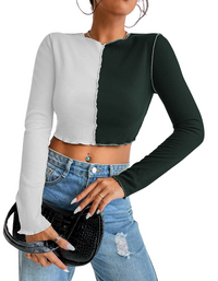 SHOPIQAT Casual Colorblock Long Sleeve T-Shirt - Premium  from shopiqat - Just $5.300! Shop now at shopiqat