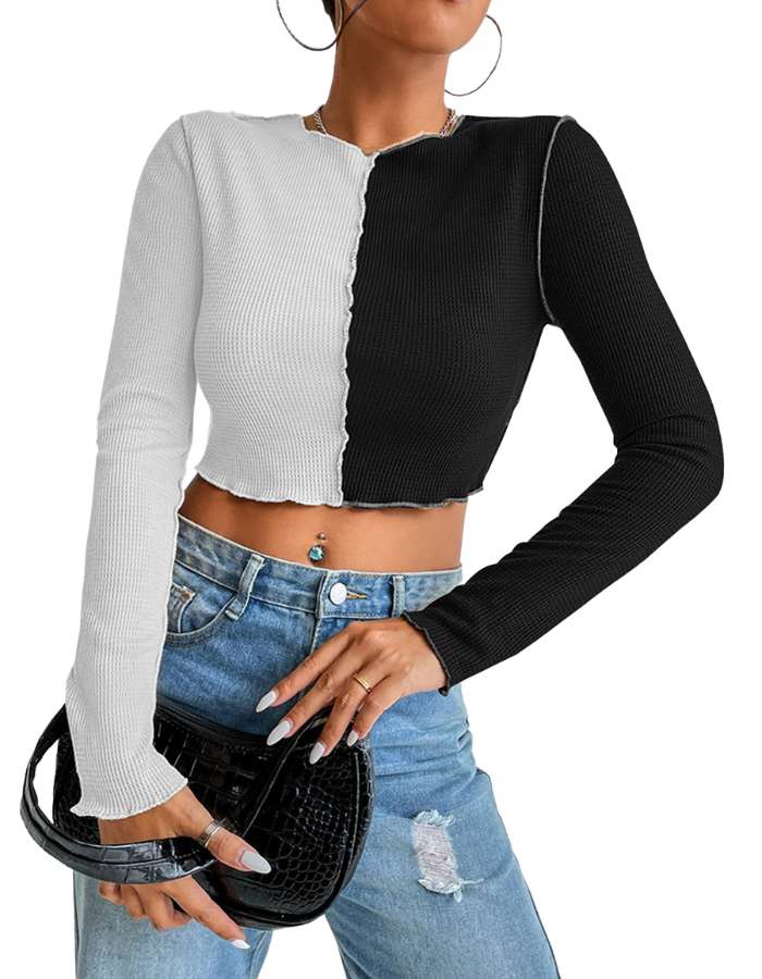 SHOPIQAT Casual Colorblock Long Sleeve T-Shirt - Premium  from shopiqat - Just $5.300! Shop now at shopiqat