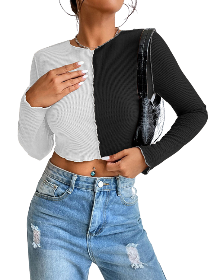 SHOPIQAT Casual Colorblock Long Sleeve T-Shirt - Premium  from shopiqat - Just $5.300! Shop now at shopiqat