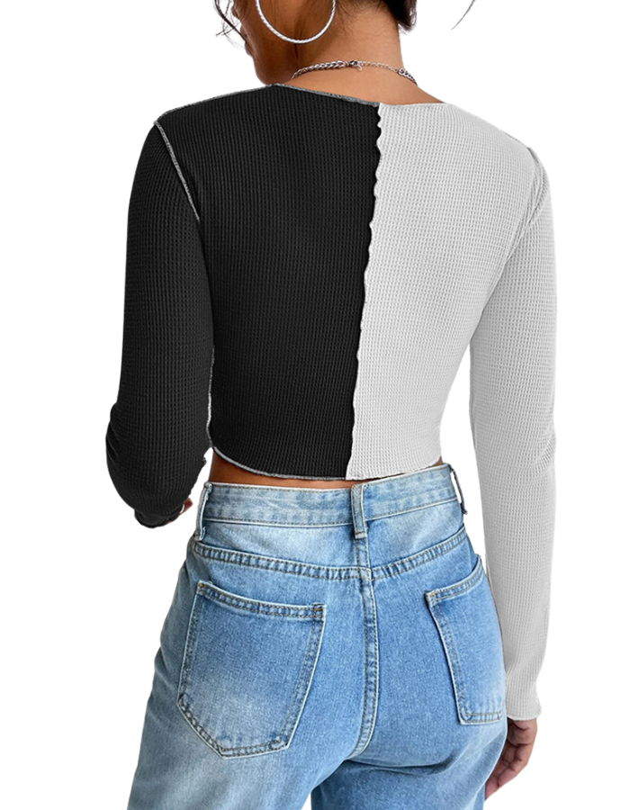 SHOPIQAT Casual Colorblock Long Sleeve T-Shirt - Premium  from shopiqat - Just $5.300! Shop now at shopiqat