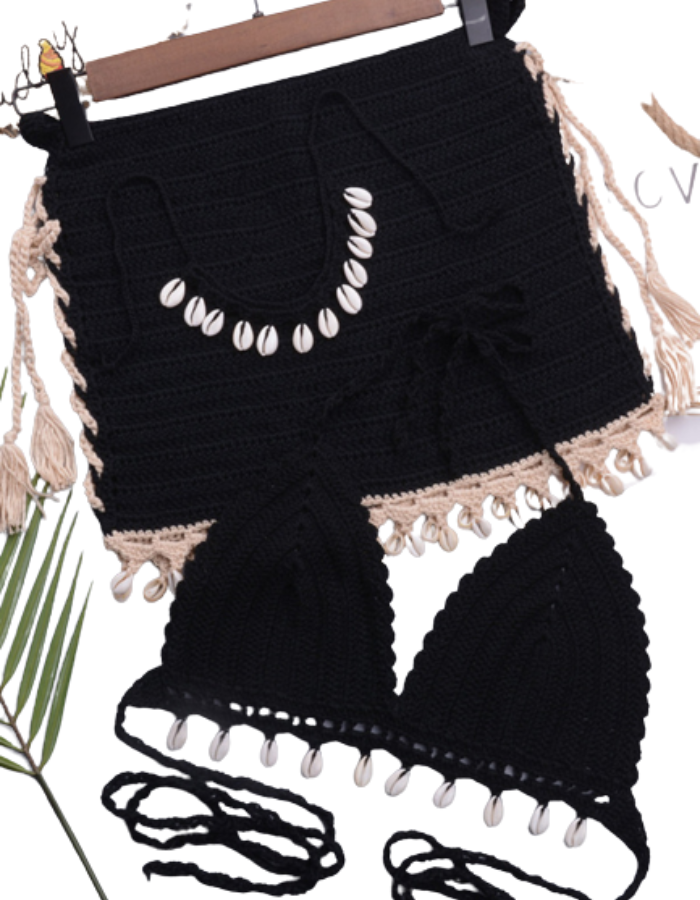 SHOPIQAT Bikini Set Handmade Shell Strap Swimsuit Two-piece