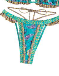 SHOPIQAT Ethnic Print Halter Neck Tie Bikini Set