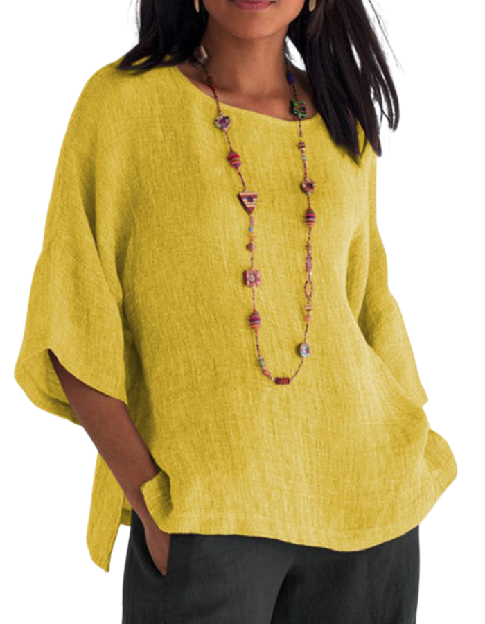 SHOPIQAT Three-quarter-length Sleeves Tunic Top - Premium  from shopiqat - Just $5.200! Shop now at shopiqat