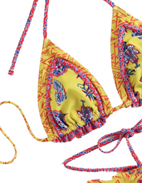 SHOPIQAT Ethnic Print Halter Neck Tie Bikini Set