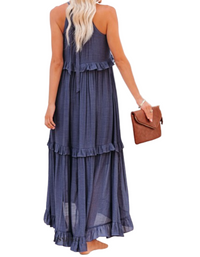 SHOPIQAT Halter Neck Ruffle Tiered Maxi Dress - Premium  from shopiqat - Just $9.250! Shop now at shopiqat