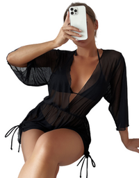 SHOPIQAT Two-piece Bikini Mesh Sheer Cover-up