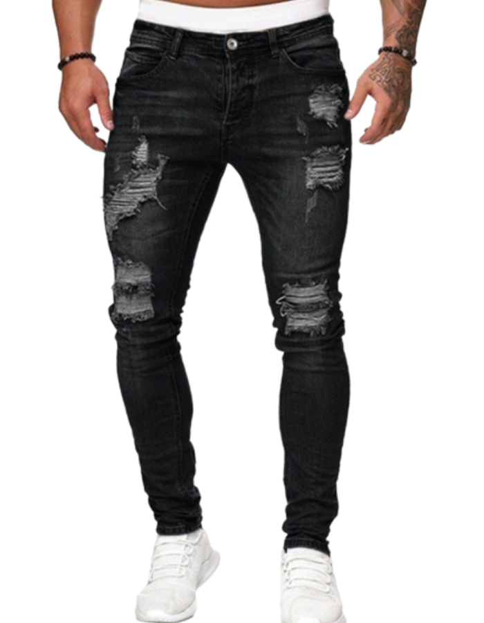 SHOPIQAT Stretch Skinny Distressed Jeans