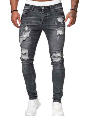 SHOPIQAT Stretch Skinny Distressed Jeans
