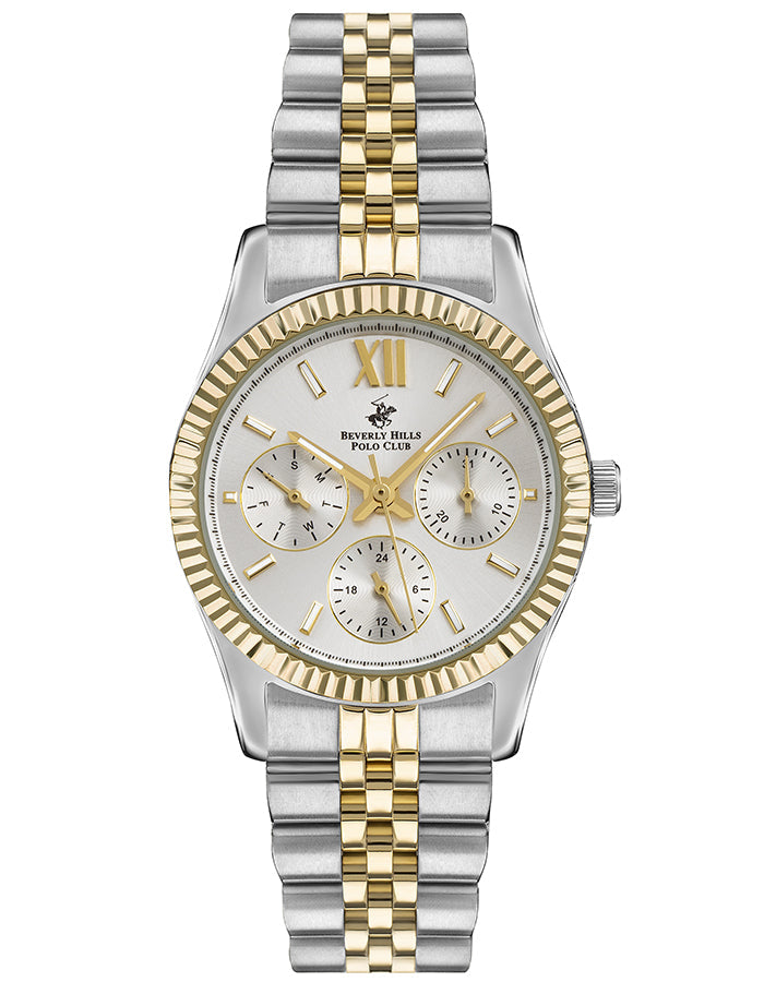 BEVERLY HILLS POLO CLUB Women's MF Silver and Gold Dial Watch - Premium  from shopiqat - Just $40.500! Shop now at shopiqat