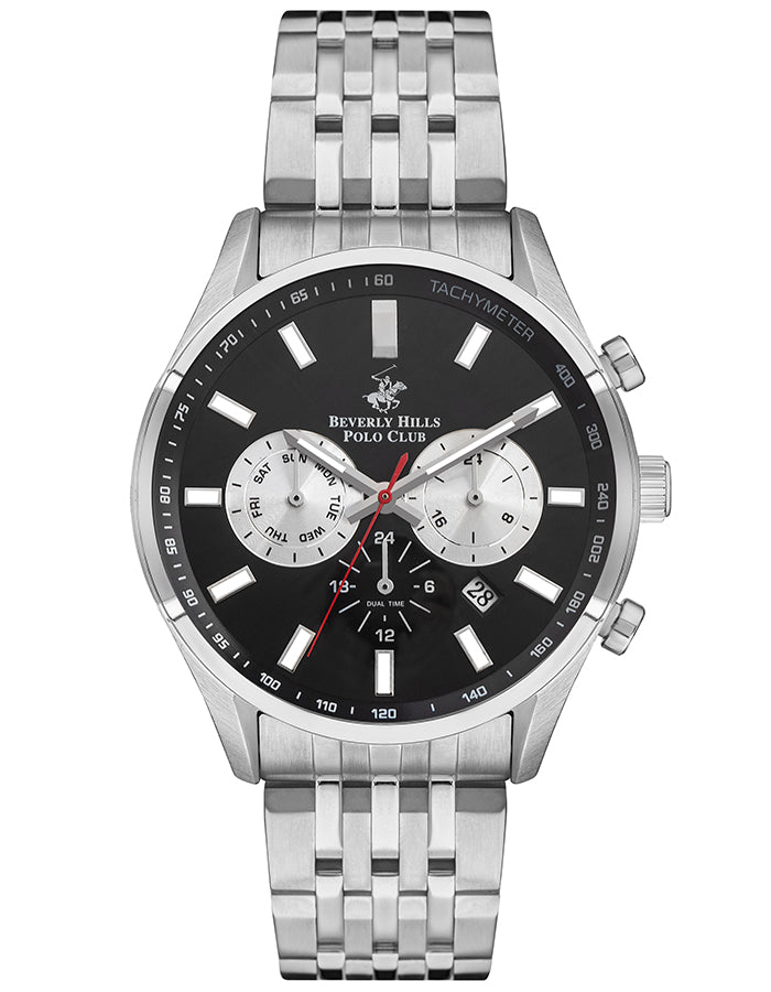 BEVERLY HILLS POLO CLUB Men's Multi Function Gun Black Sunray Dial Watch - Premium  from shopiqat - Just $43.500! Shop now at shopiqat