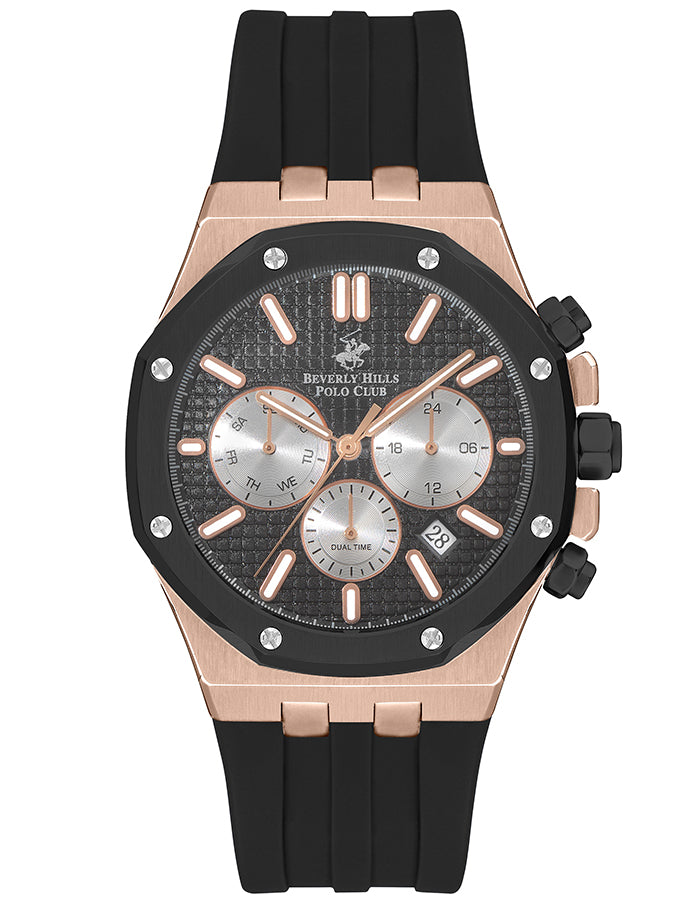 BEVERLY HILLS POLO CLUB Men's Multi Function Gun Black Sunray Dial Watch - Premium  from shopiqat - Just $52.900! Shop now at shopiqat