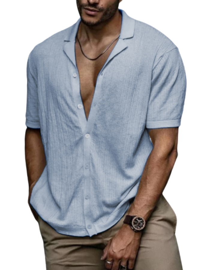 SHOPIQAT Loose Knit Short Sleeve Shirt