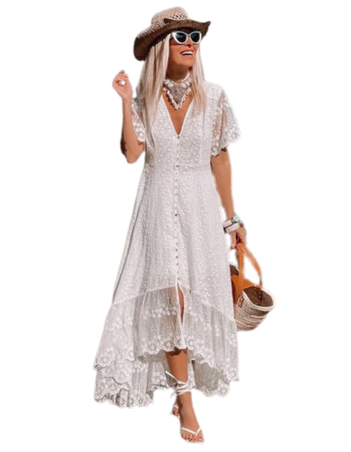 SHOPIQAT V-neck Maxi Dress - Premium  from shopiqat - Just $10.950! Shop now at shopiqat