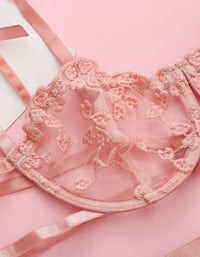 SHOPIQAT Lace Mesh See-Through 3-Pieces Lingerie Set