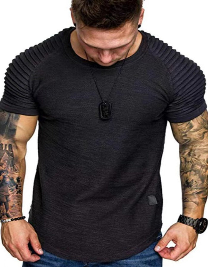 SHOPIQAT Men's Short Sleeve Muscle Fitted Gym Workout Athletic Tee T-Shirt - Premium  from shopiqat - Just $6.650! Shop now at shopiqat