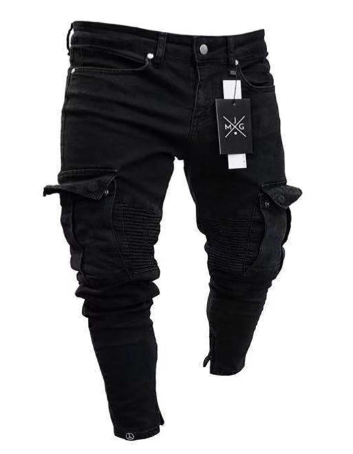 SHOPIQAT Men's Fashion Mid Waist Ripped Slim Jeans - Premium  from shopiqat - Just $12.350! Shop now at shopiqat