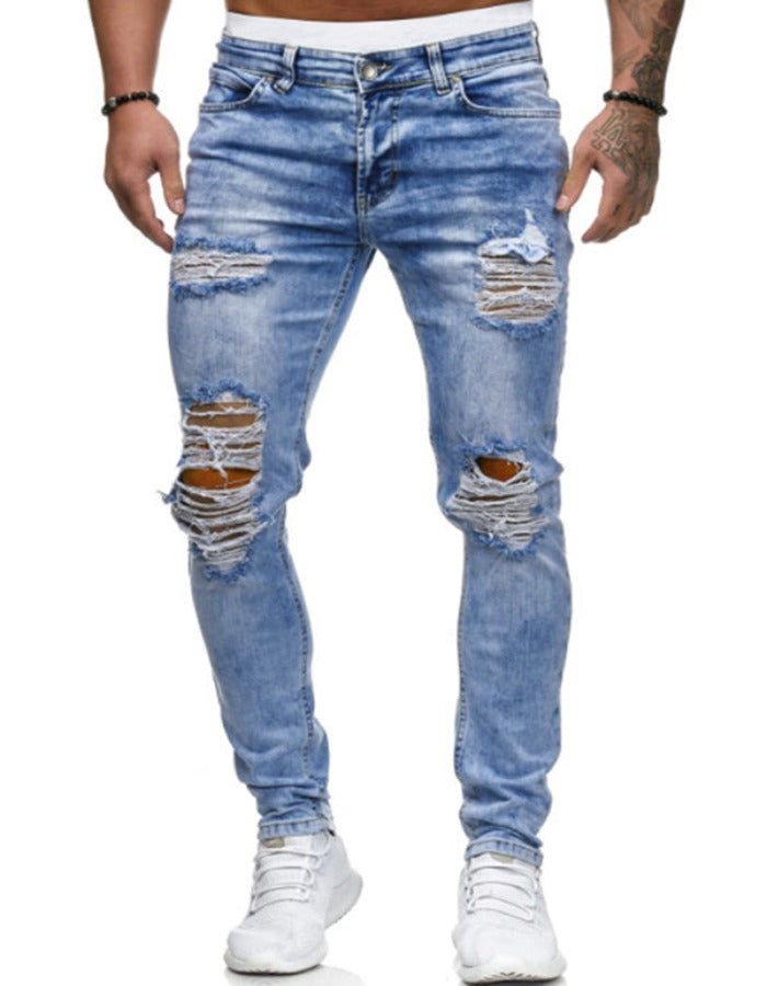 SHOPIQAT Men's Fashion Frayed Slim Fit Long Jeans - Premium  from shopiqat - Just $11.750! Shop now at shopiqat