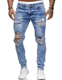 SHOPIQAT Men's Fashion Frayed Slim Fit Long Jeans - Premium  from shopiqat - Just $11.750! Shop now at shopiqat