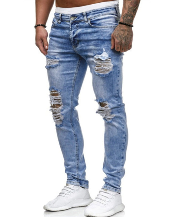 SHOPIQAT Men's Fashion Frayed Slim Fit Long Jeans - Premium  from shopiqat - Just $11.750! Shop now at shopiqat