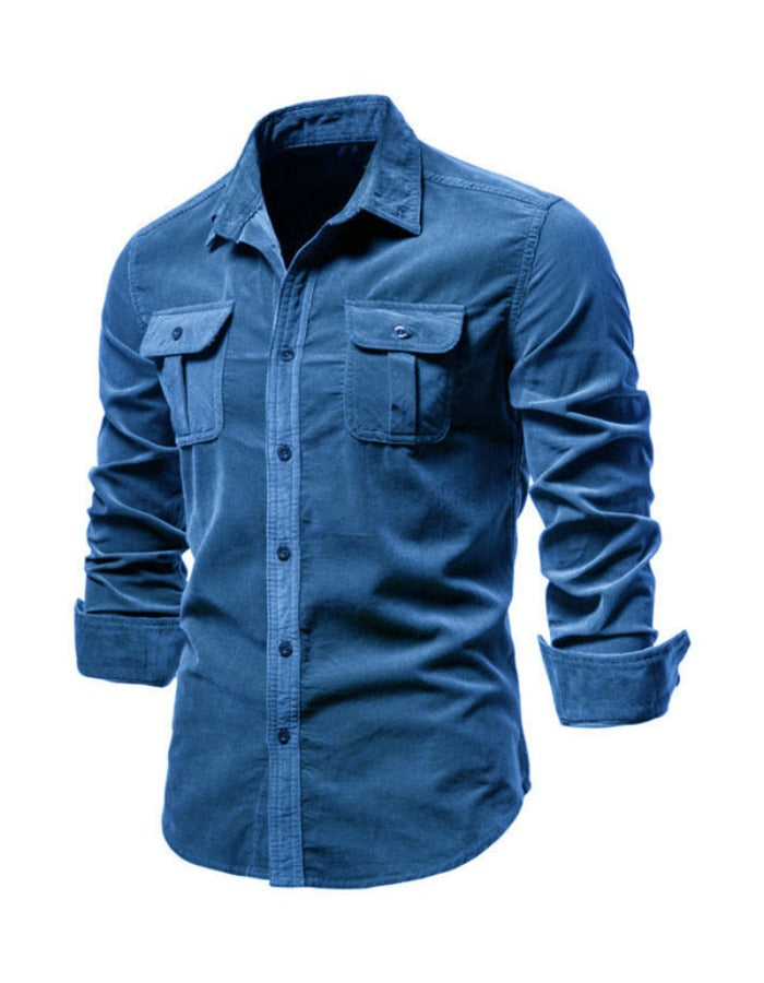 SHOPIQAT Men's Corduroy Slim-Fit Casual Long-Sleeve Shirt - Premium  from shopiqat - Just $8.900! Shop now at shopiqat