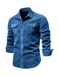 SHOPIQAT Men's Corduroy Slim-Fit Casual Long-Sleeve Shirt - Premium  from shopiqat - Just $8.900! Shop now at shopiqat