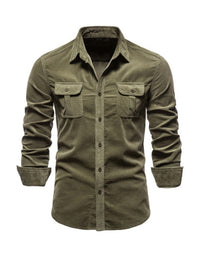 SHOPIQAT Men's Corduroy Slim-Fit Casual Long-Sleeve Shirt - Premium  from shopiqat - Just $8.900! Shop now at shopiqat
