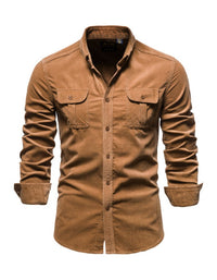 SHOPIQAT Men's Corduroy Slim-Fit Casual Long-Sleeve Shirt - Premium  from shopiqat - Just $8.900! Shop now at shopiqat