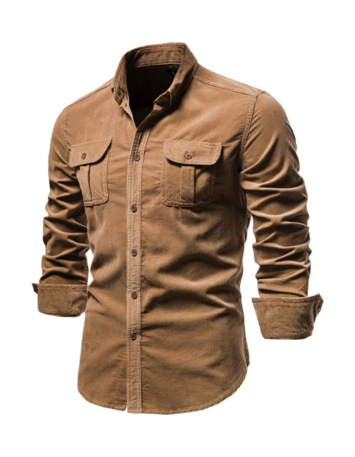 SHOPIQAT Men's Corduroy Slim-Fit Casual Long-Sleeve Shirt - Premium  from shopiqat - Just $8.900! Shop now at shopiqat