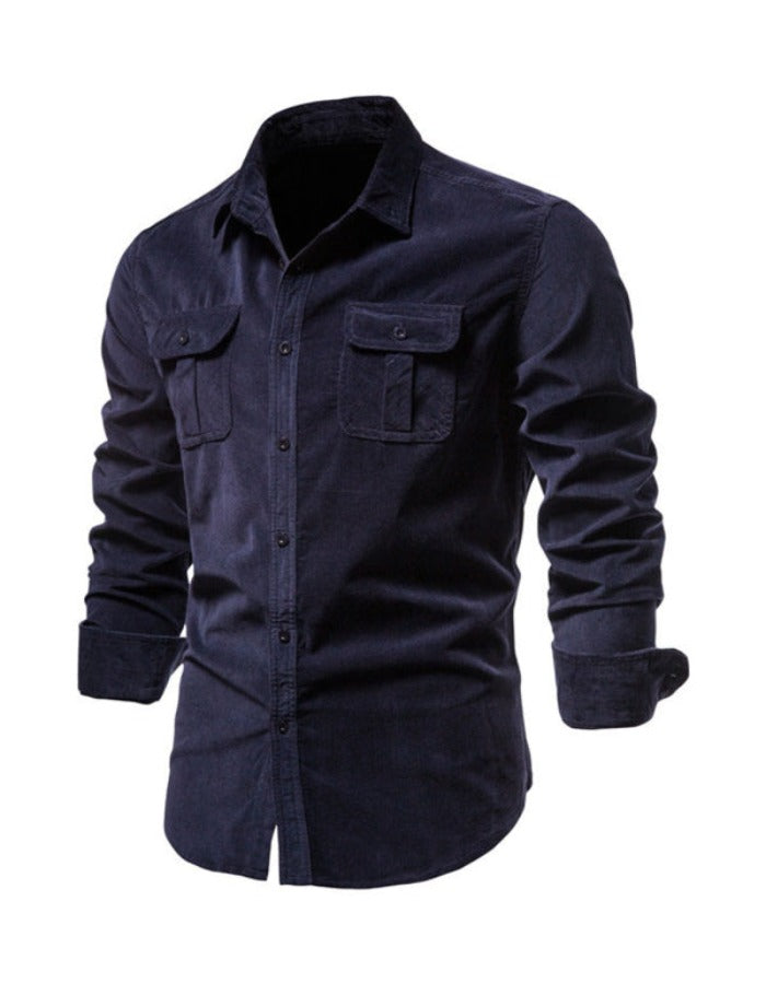 SHOPIQAT Men's Corduroy Slim-Fit Casual Long-Sleeve Shirt - Premium  from shopiqat - Just $8.900! Shop now at shopiqat