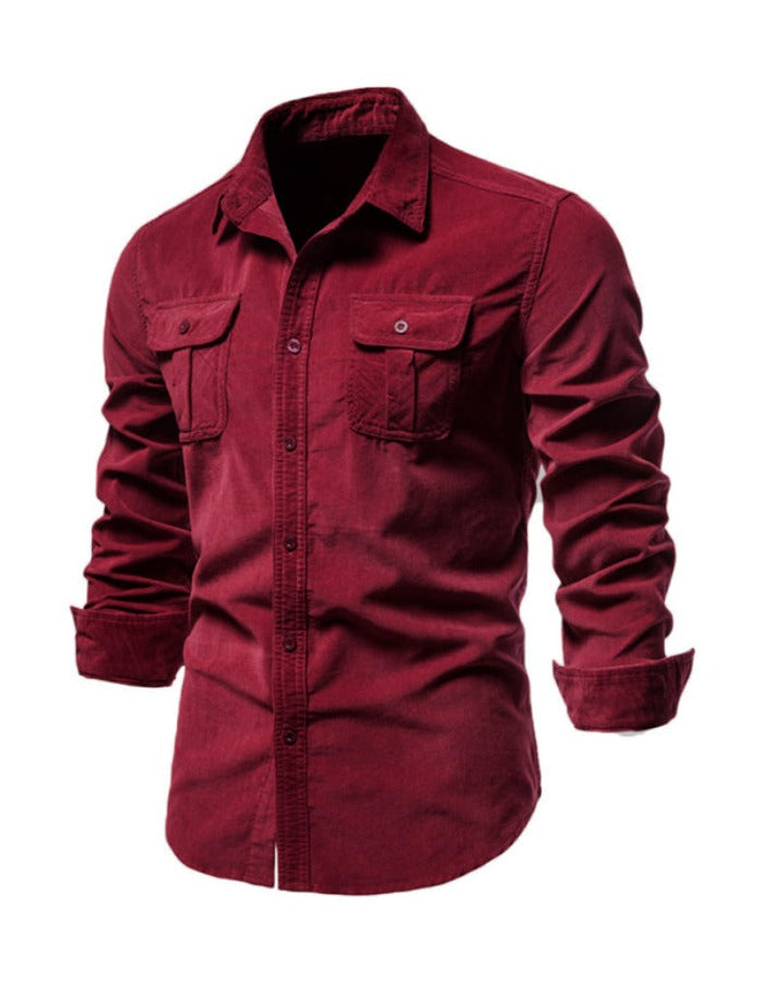 SHOPIQAT Men's Corduroy Slim-Fit Casual Long-Sleeve Shirt - Premium  from shopiqat - Just $8.900! Shop now at shopiqat