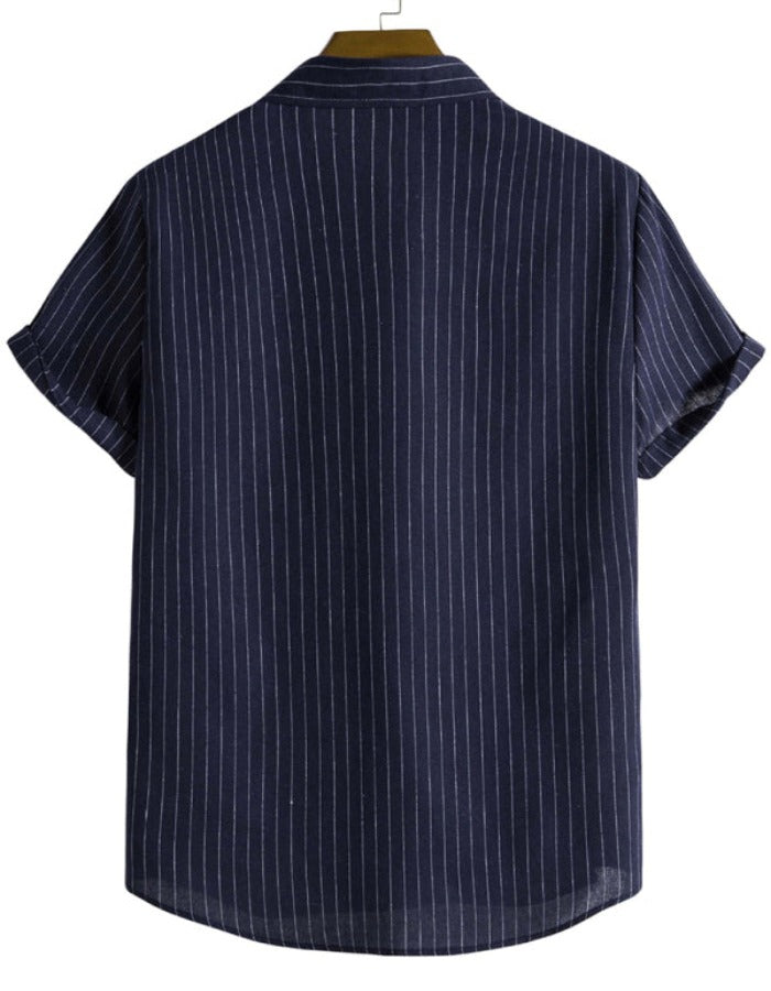 SHOPIQAT Men's Fashion Trend Casual Striped Short Sleeve Shirt - Premium  from shopiqat - Just $5.990! Shop now at shopiqat